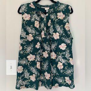 Green Floral Blouse NWOT